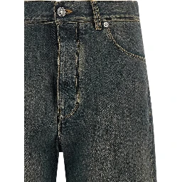 Blue Cotton Straight-Leg Jeans