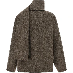 Brown Wool Full-Length Jacket