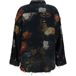 Black Cotton Pattern Shirt