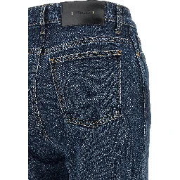 Blue Cotton Straight-Leg Jeans