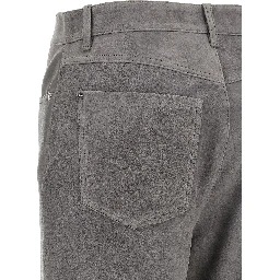 Gray Lamb Leather Casual Pants