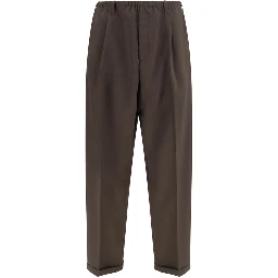 Brown Polyester Casual Pants