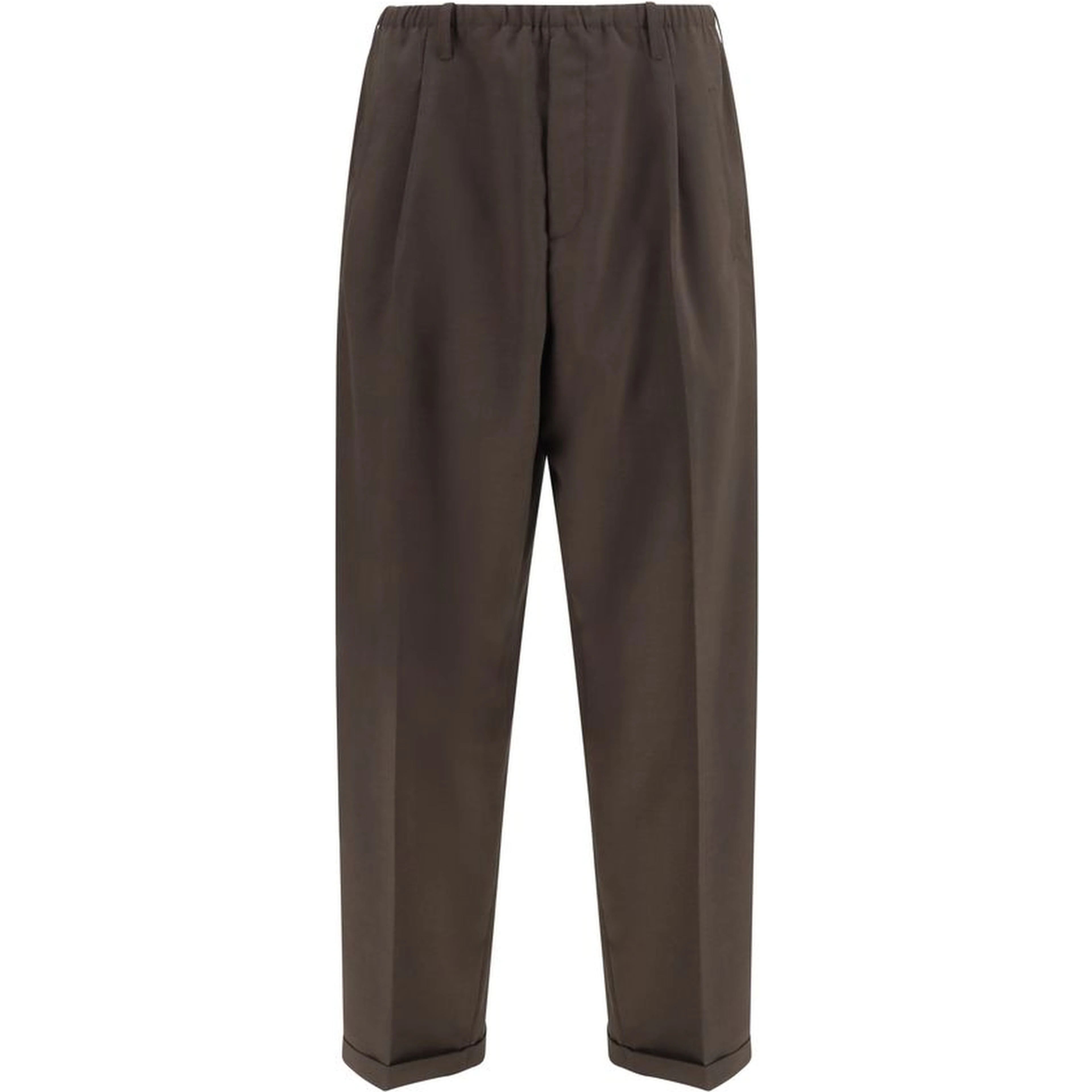 Brown Polyester Casual Pants