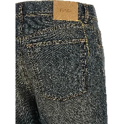 Blue Cotton Straight-Leg Jeans