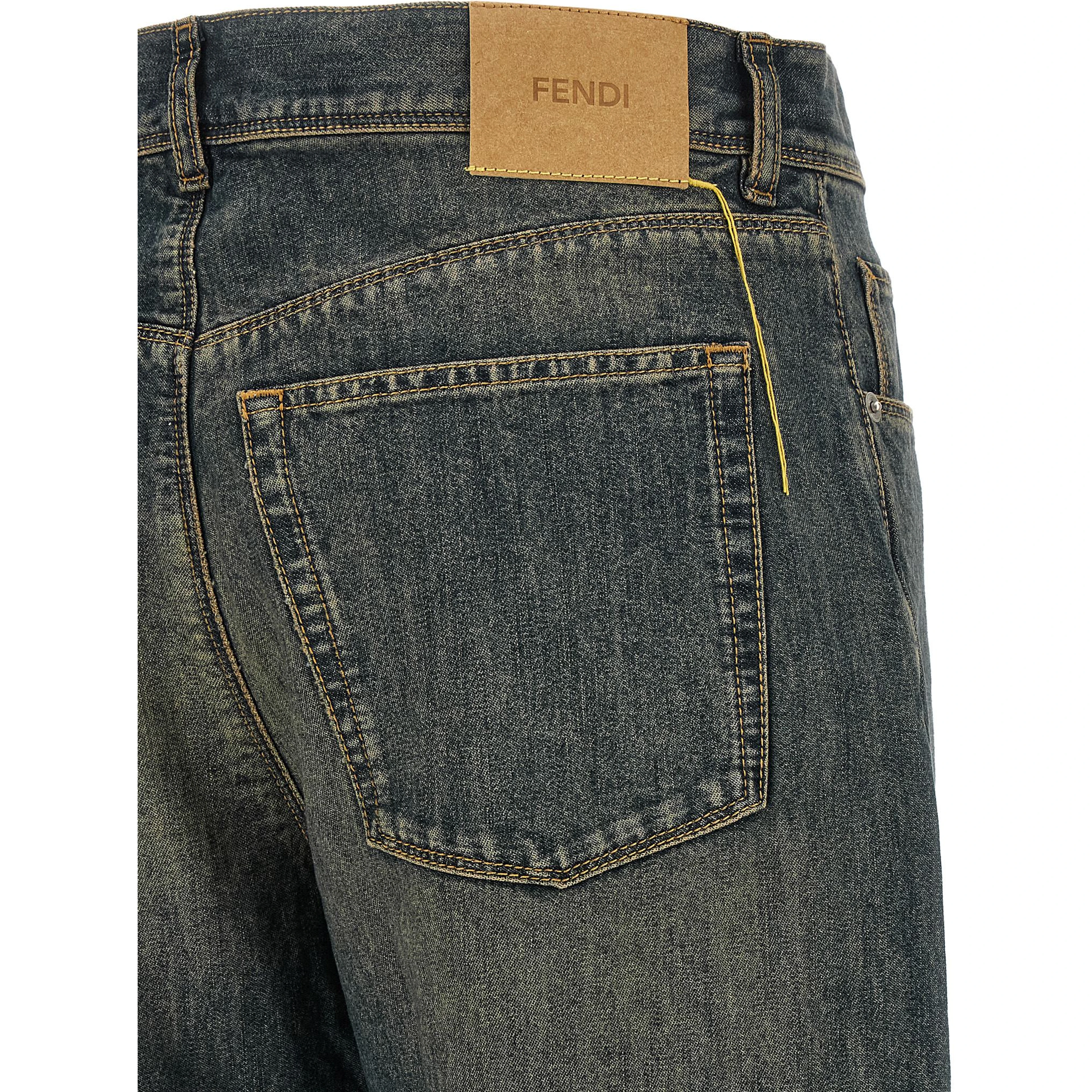 Blue Cotton Straight-Leg Jeans