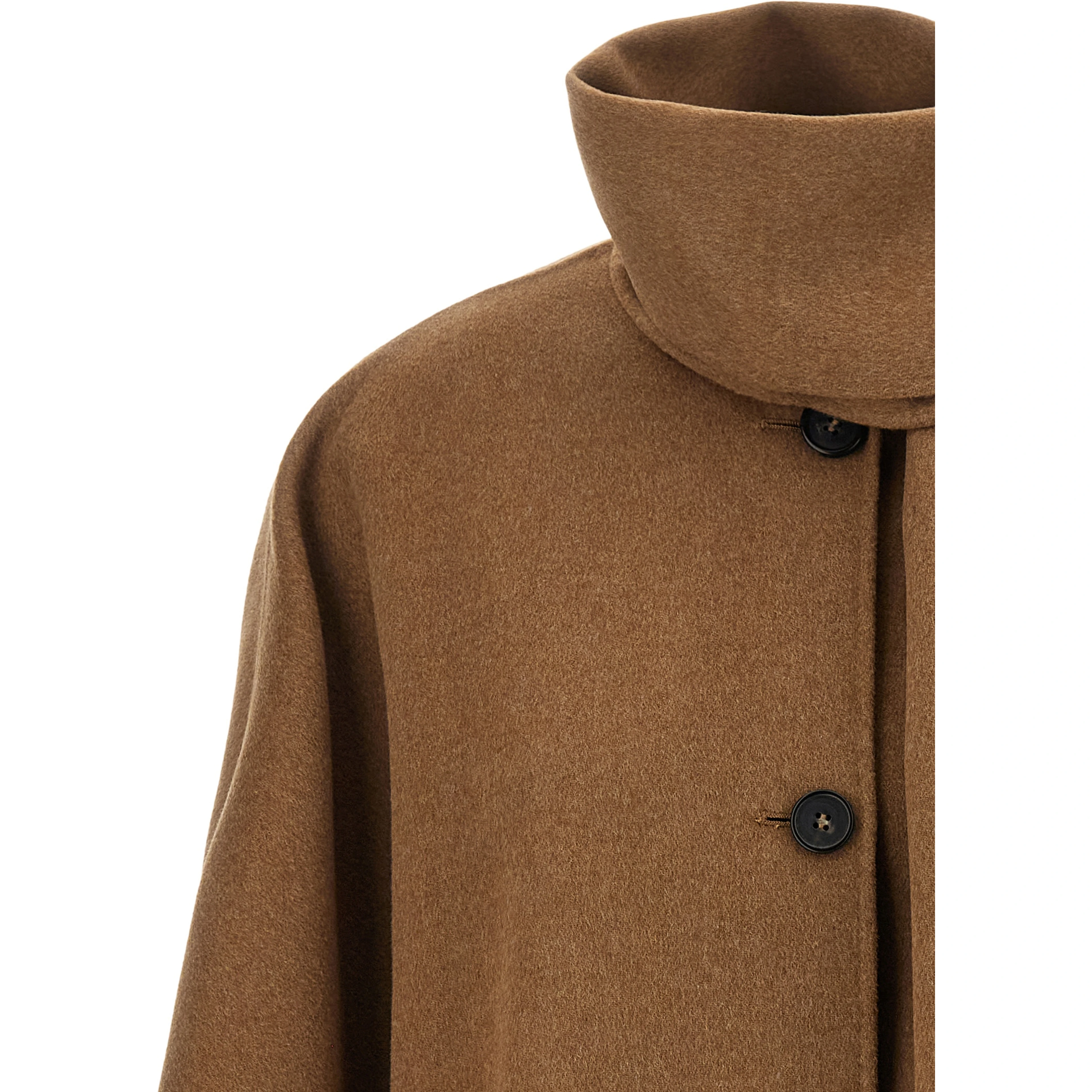 Brown Wool Full-Length Jacket
