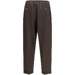 Brown Polyester Casual Pants