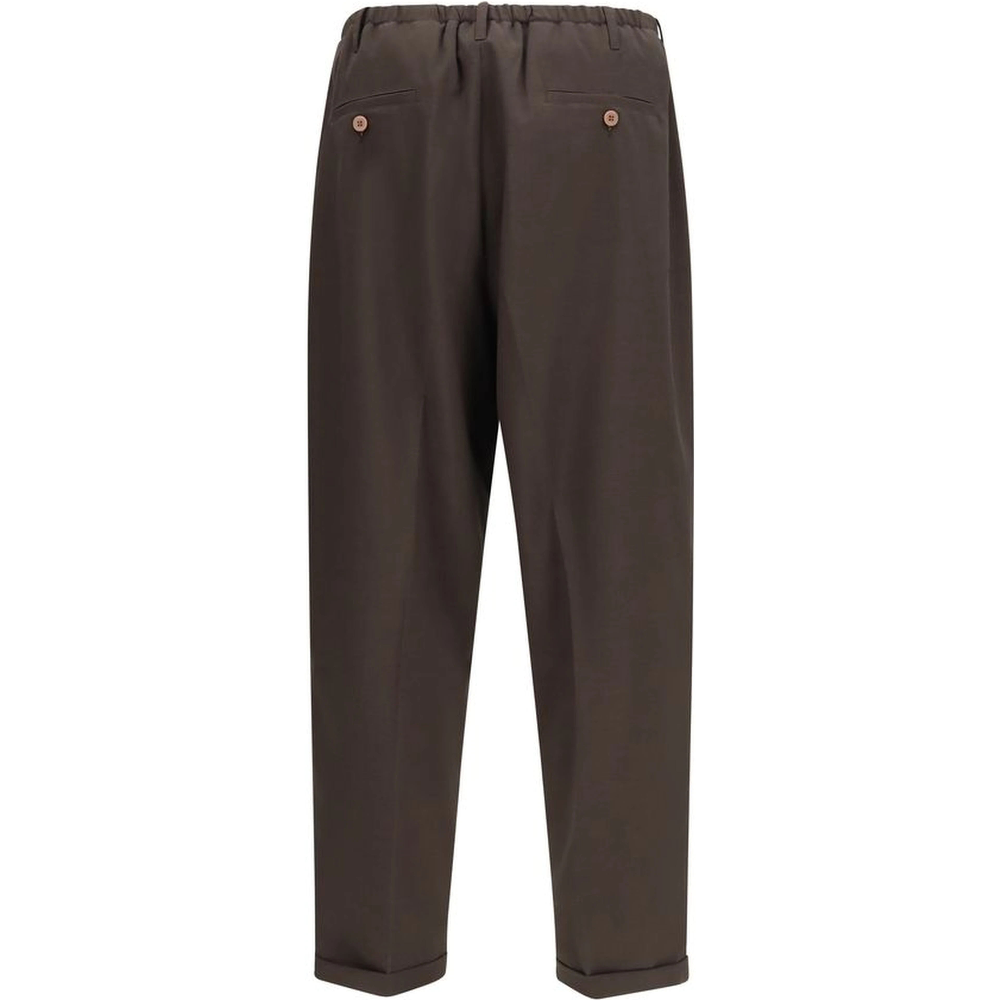 Brown Polyester Casual Pants