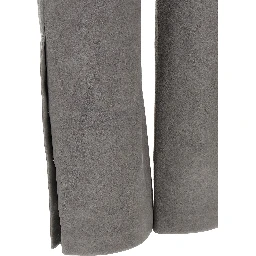 Gray Lamb Leather Casual Pants