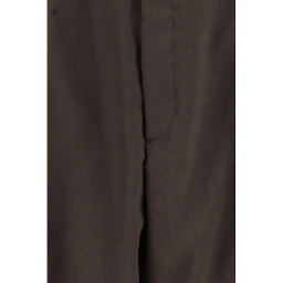 Brown Polyester Casual Pants