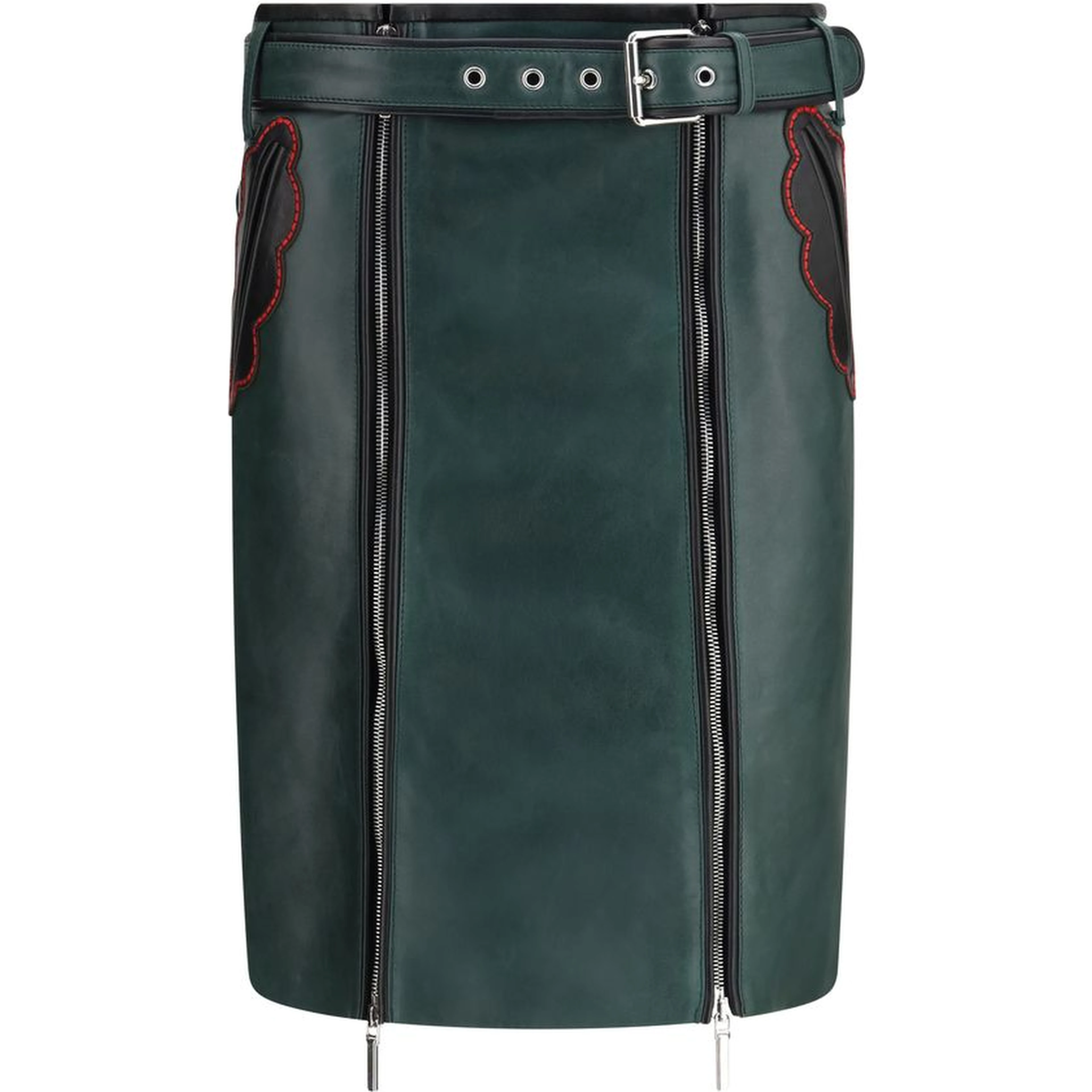 Bicolor Calf Leather Bos Taurus Long Skirt