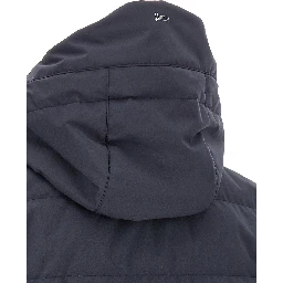Blue Polyester Full-Length Jacket