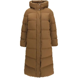 Brown Polyamide Full-Length Jacket