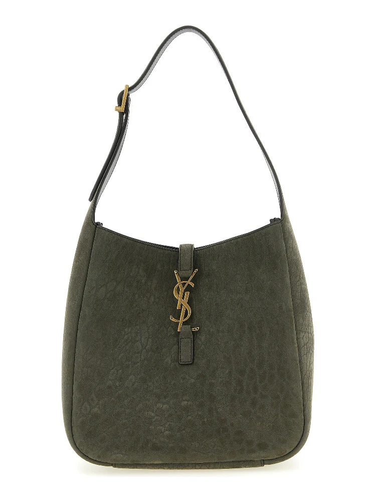 Gray Lamb Leather Shoulder Bag