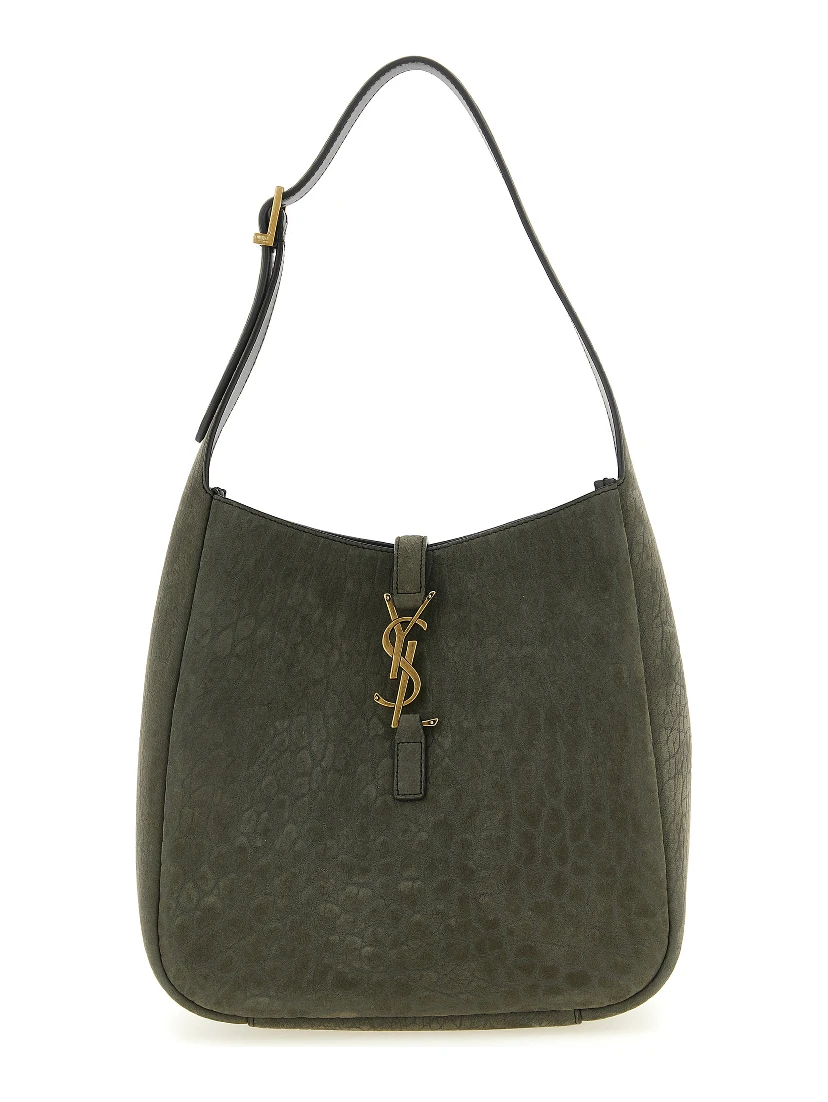 Gray Lamb Leather Shoulder Bag