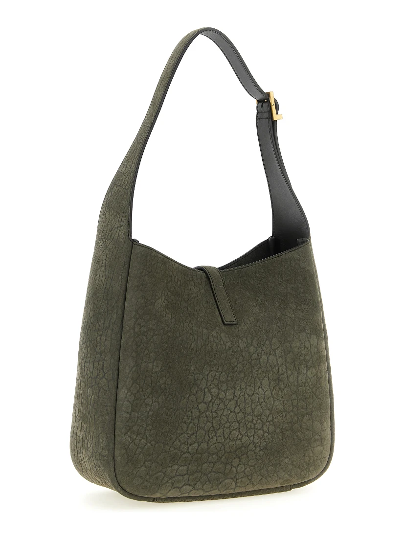 Gray Lamb Leather Shoulder Bag