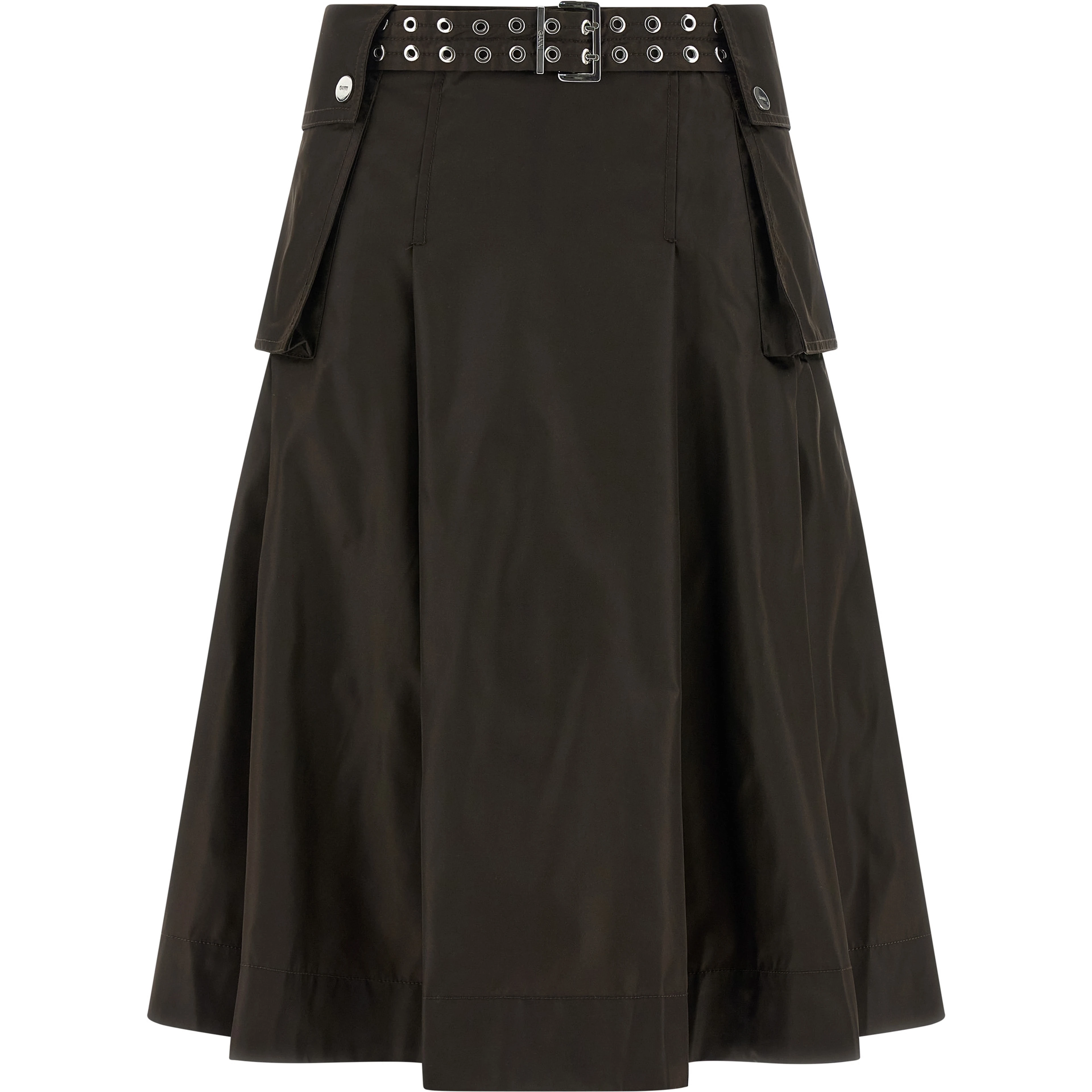 Brown Polyamide Midi Skirt