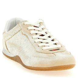 Beige Calfskin Low Top Sneakers