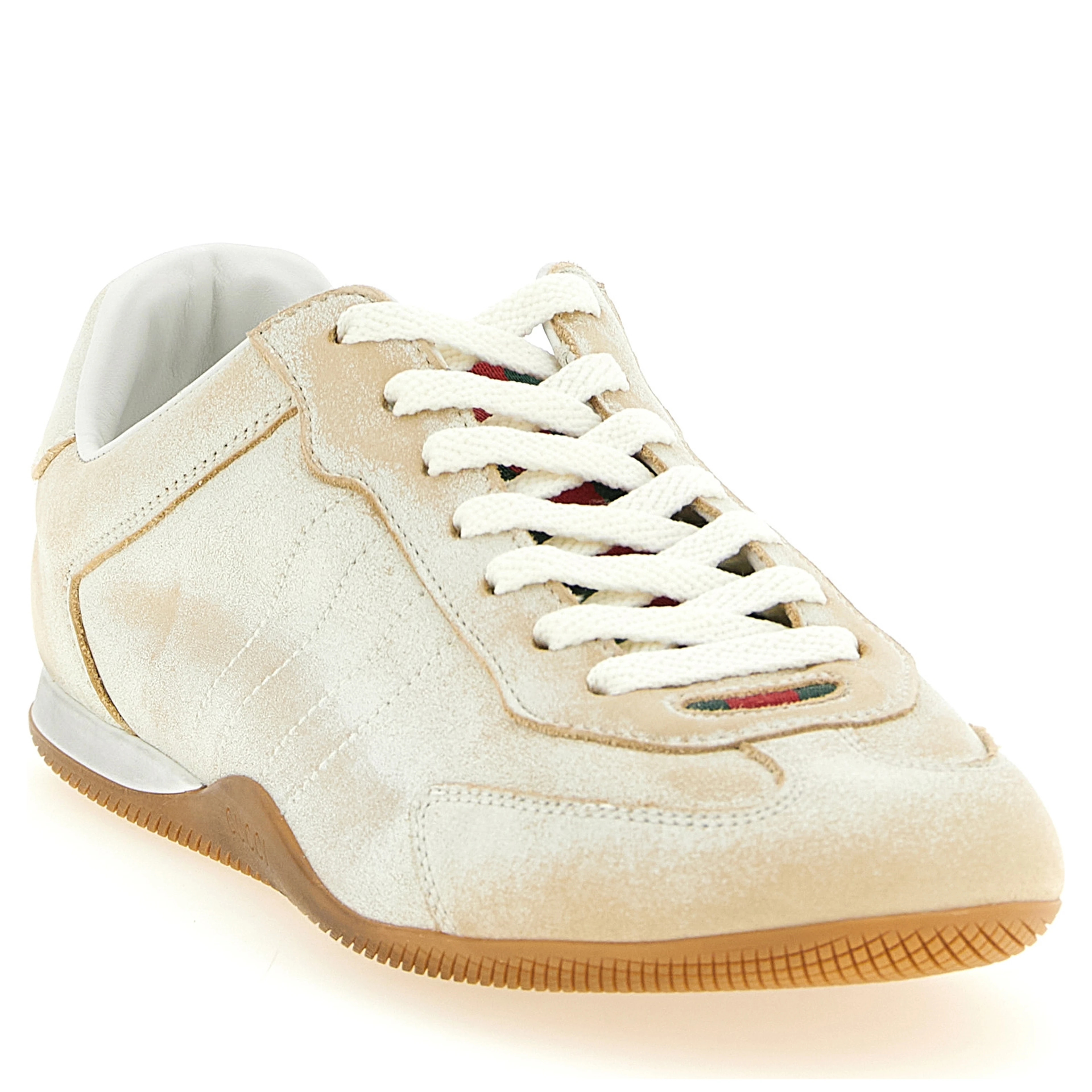 Beige Calfskin Low Top Sneakers