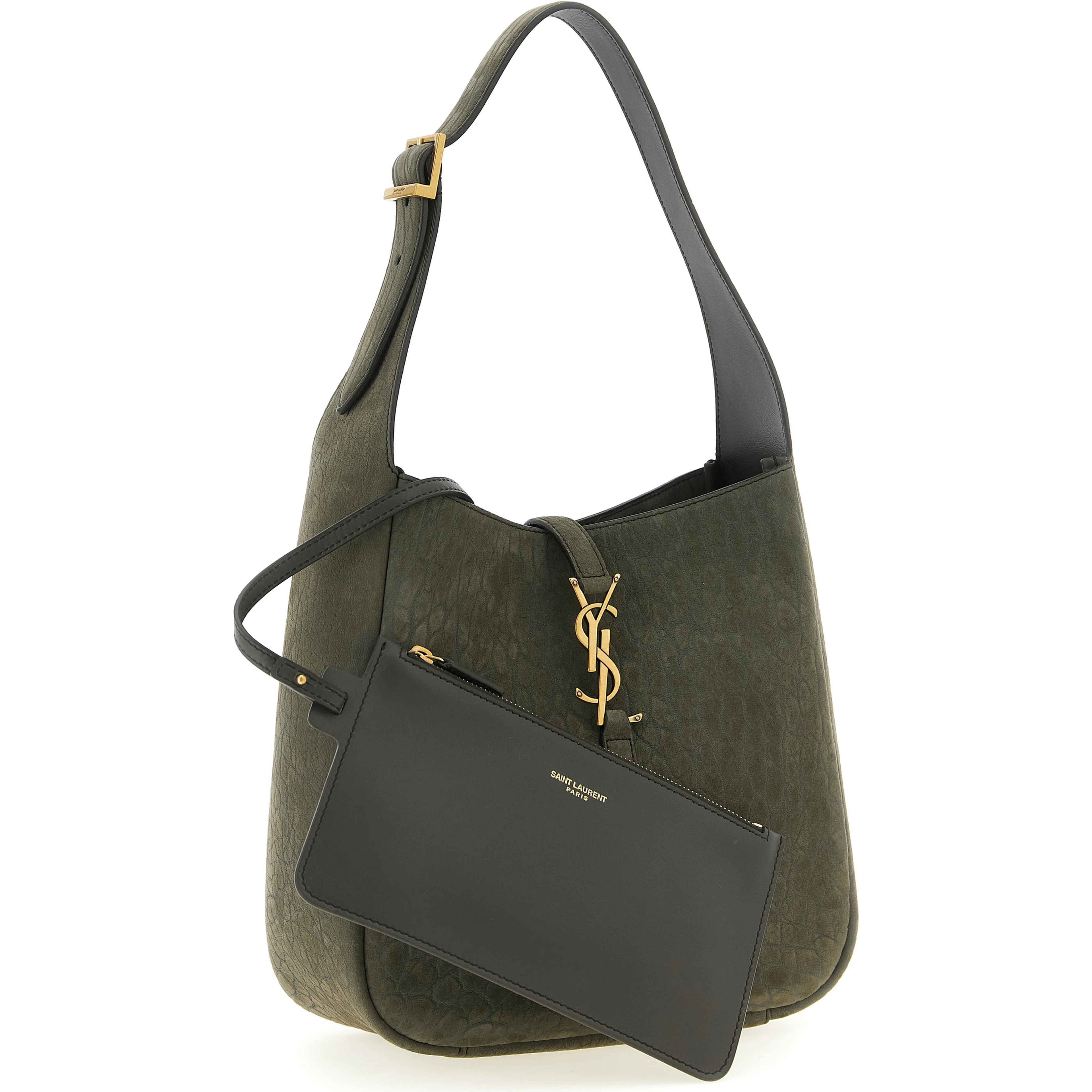 Gray Lamb Leather Shoulder Bag