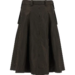 Brown Polyamide Midi Skirt