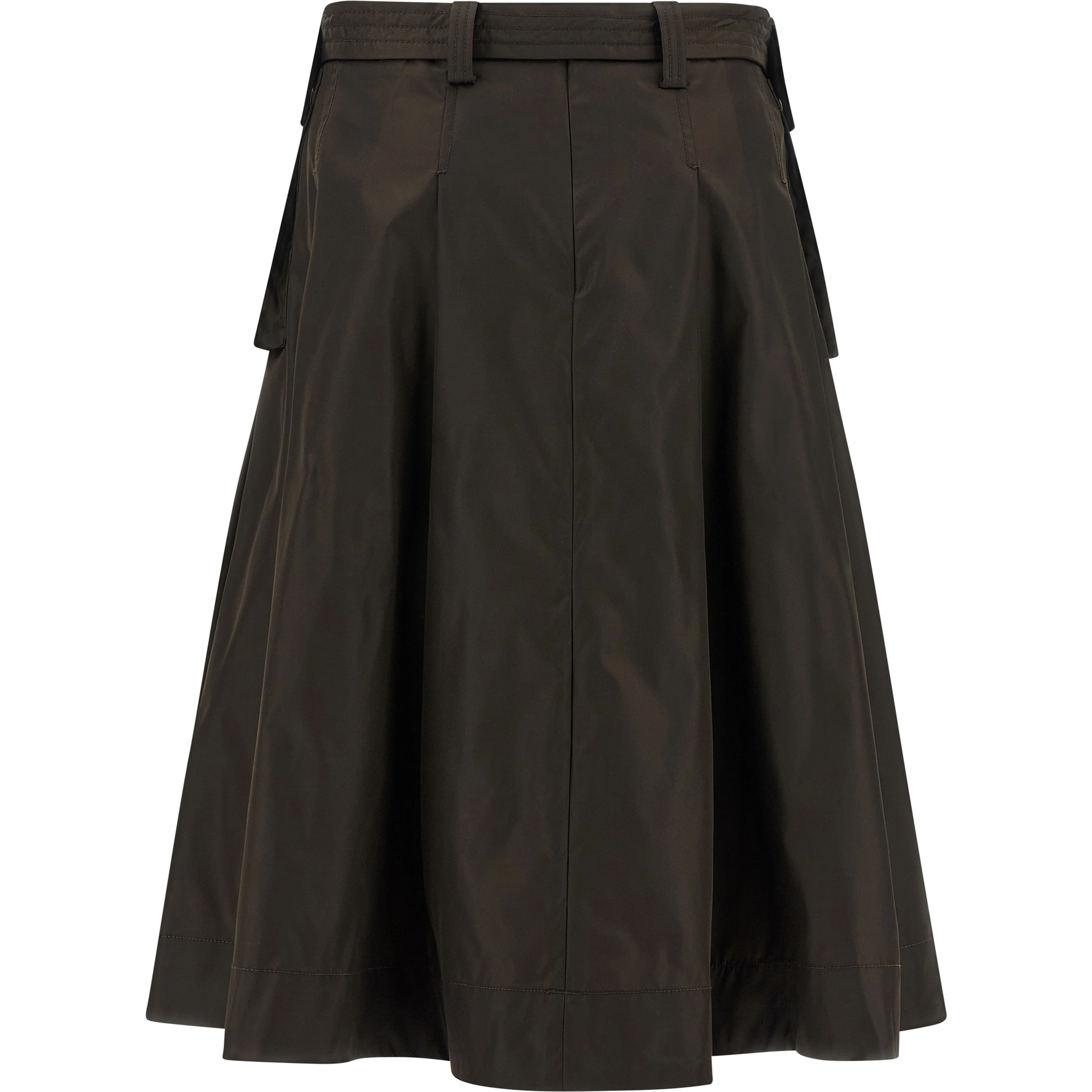 Brown Polyamide Midi Skirt