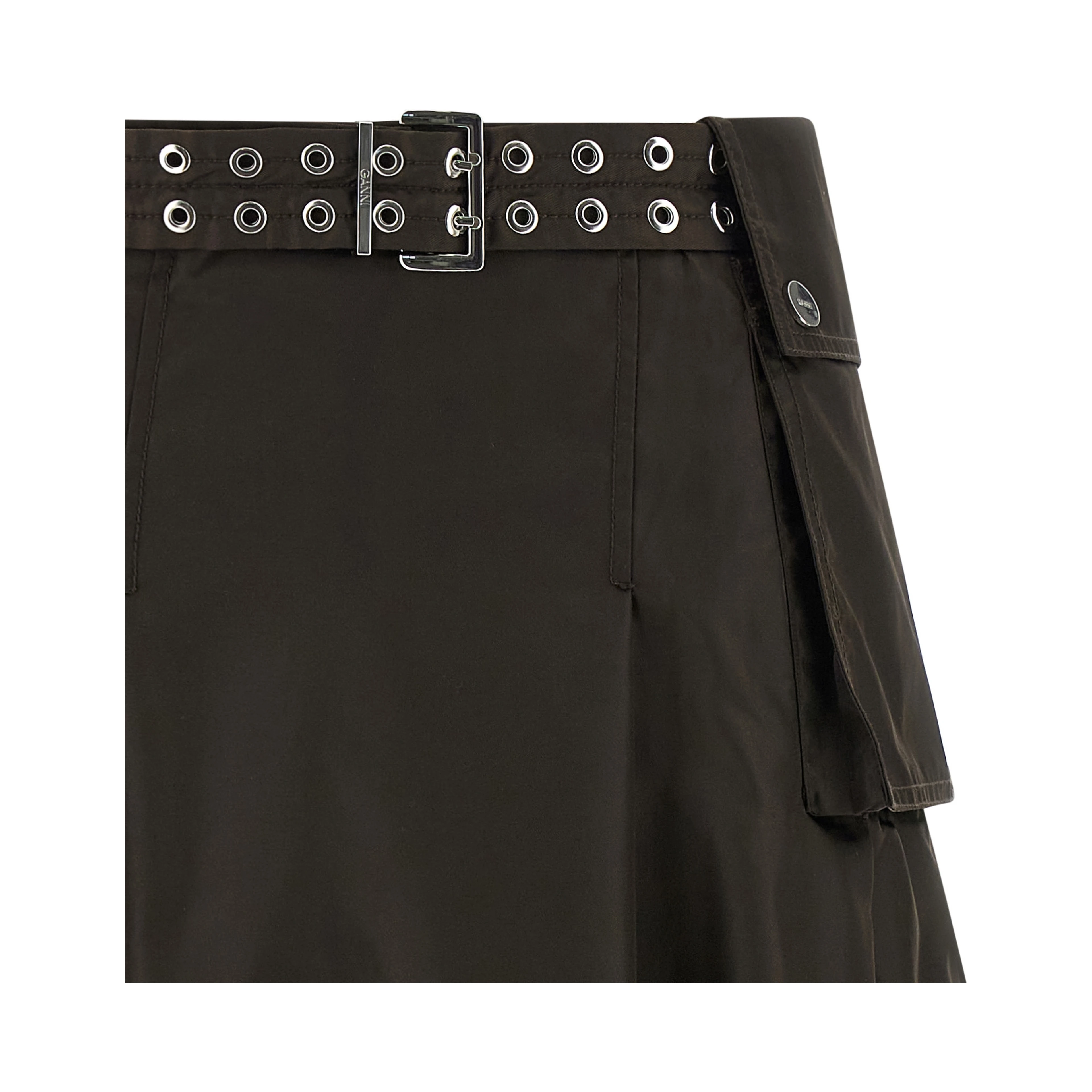 Brown Polyamide Midi Skirt