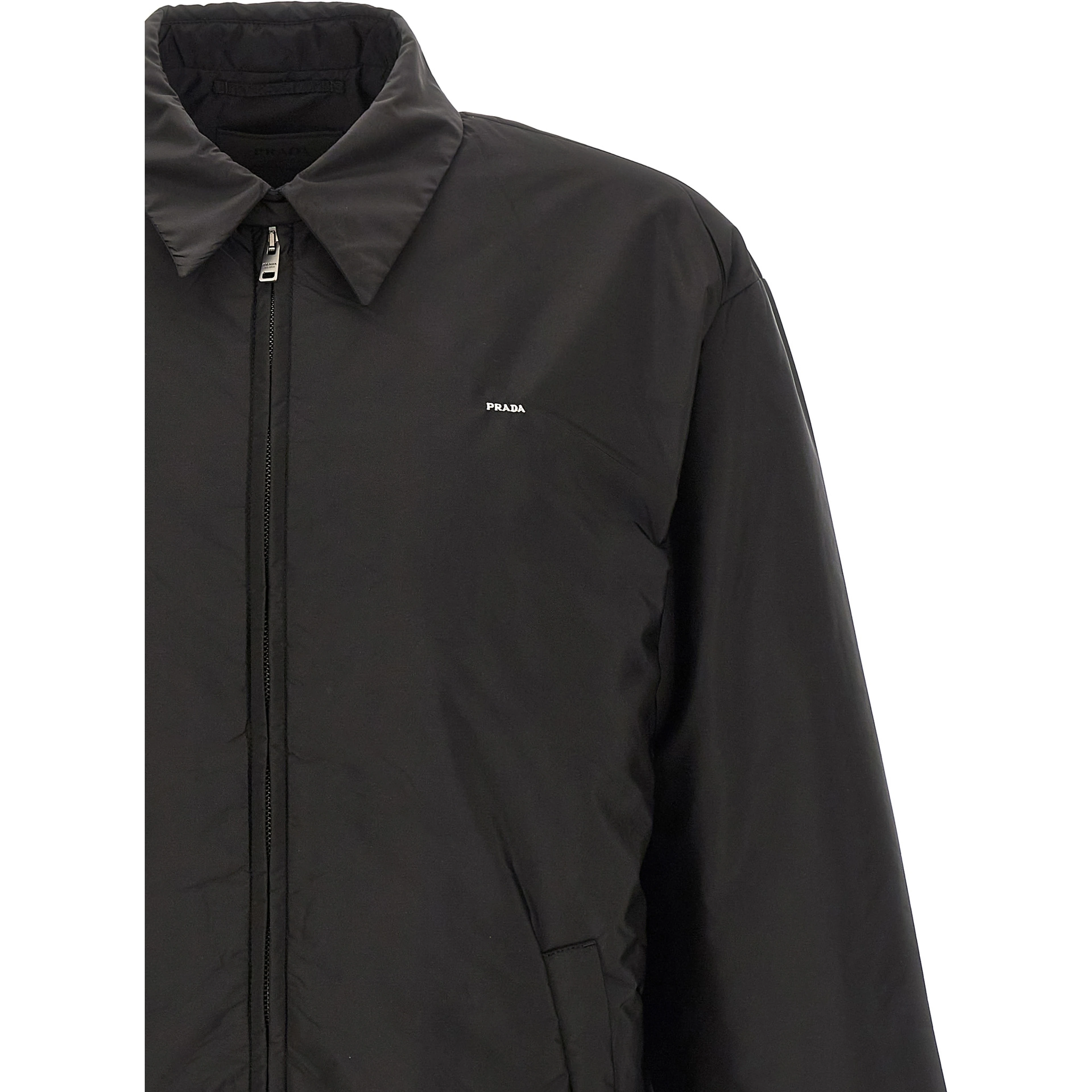 Black Recycled Polyamide Full-Length Jacket