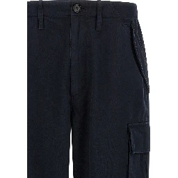Blue Cotton Cargo Pants