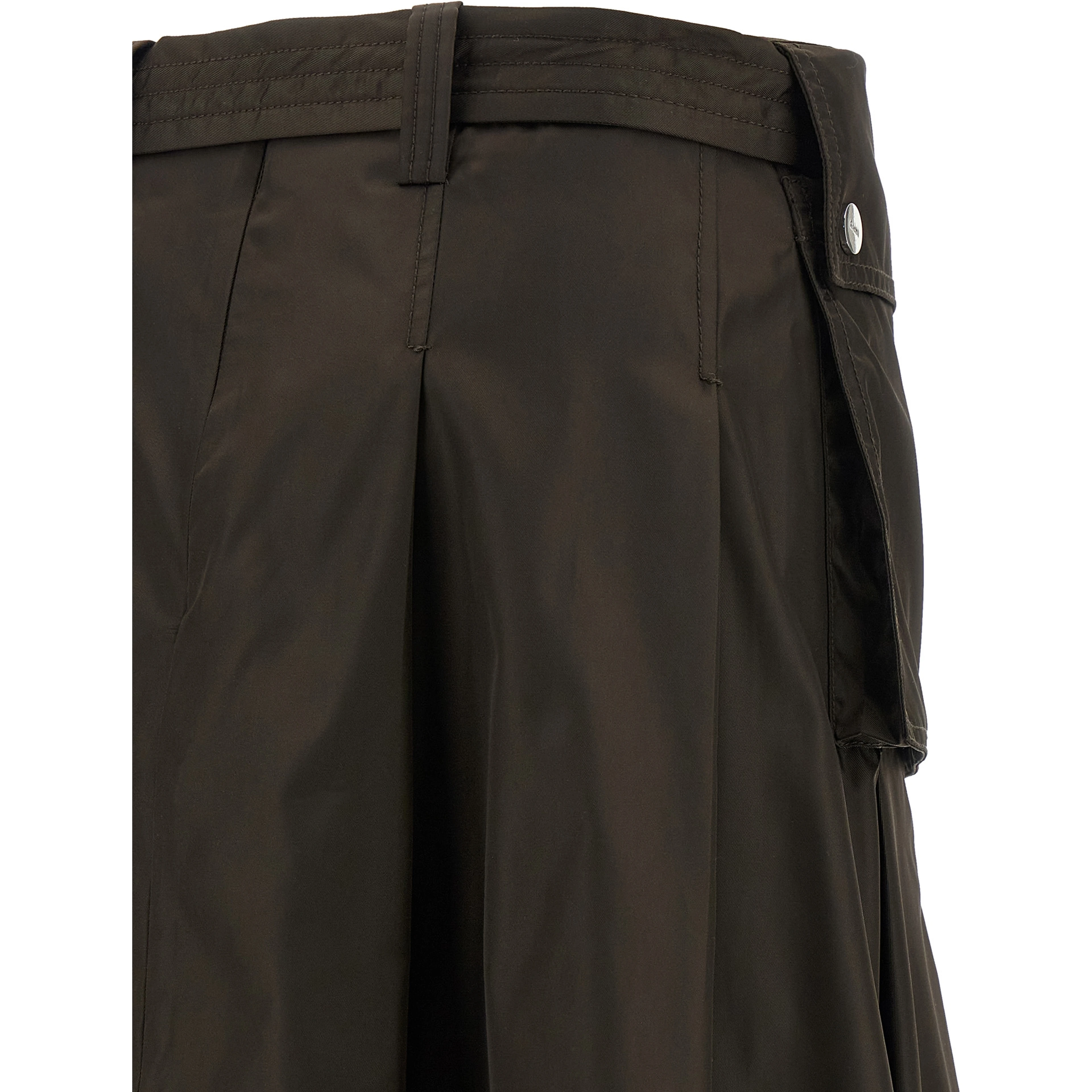 Brown Polyamide Midi Skirt
