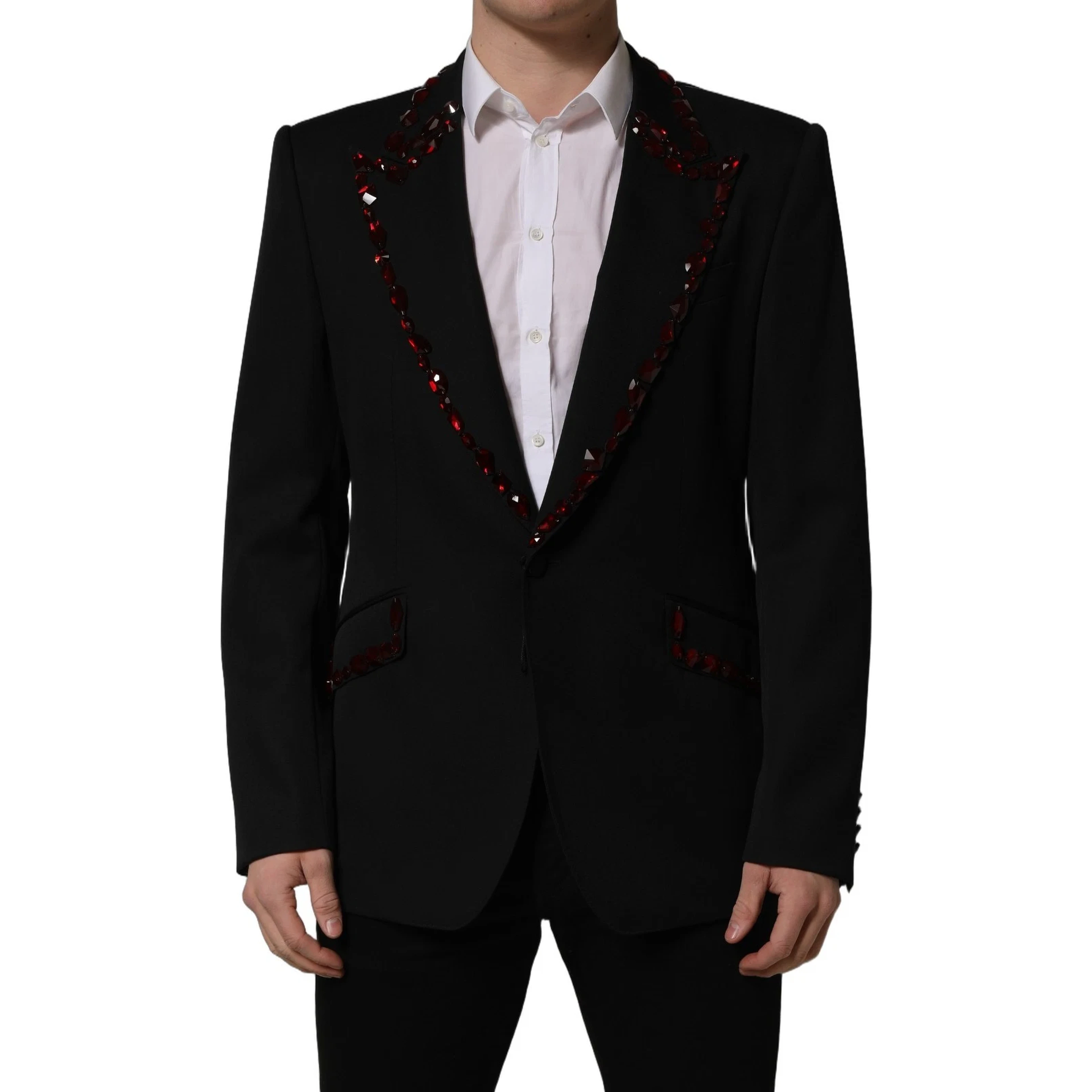 Black Crystal Embellished Coat Blazer Jacket