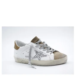 Brown Leather And Textile Low Top Sneakers