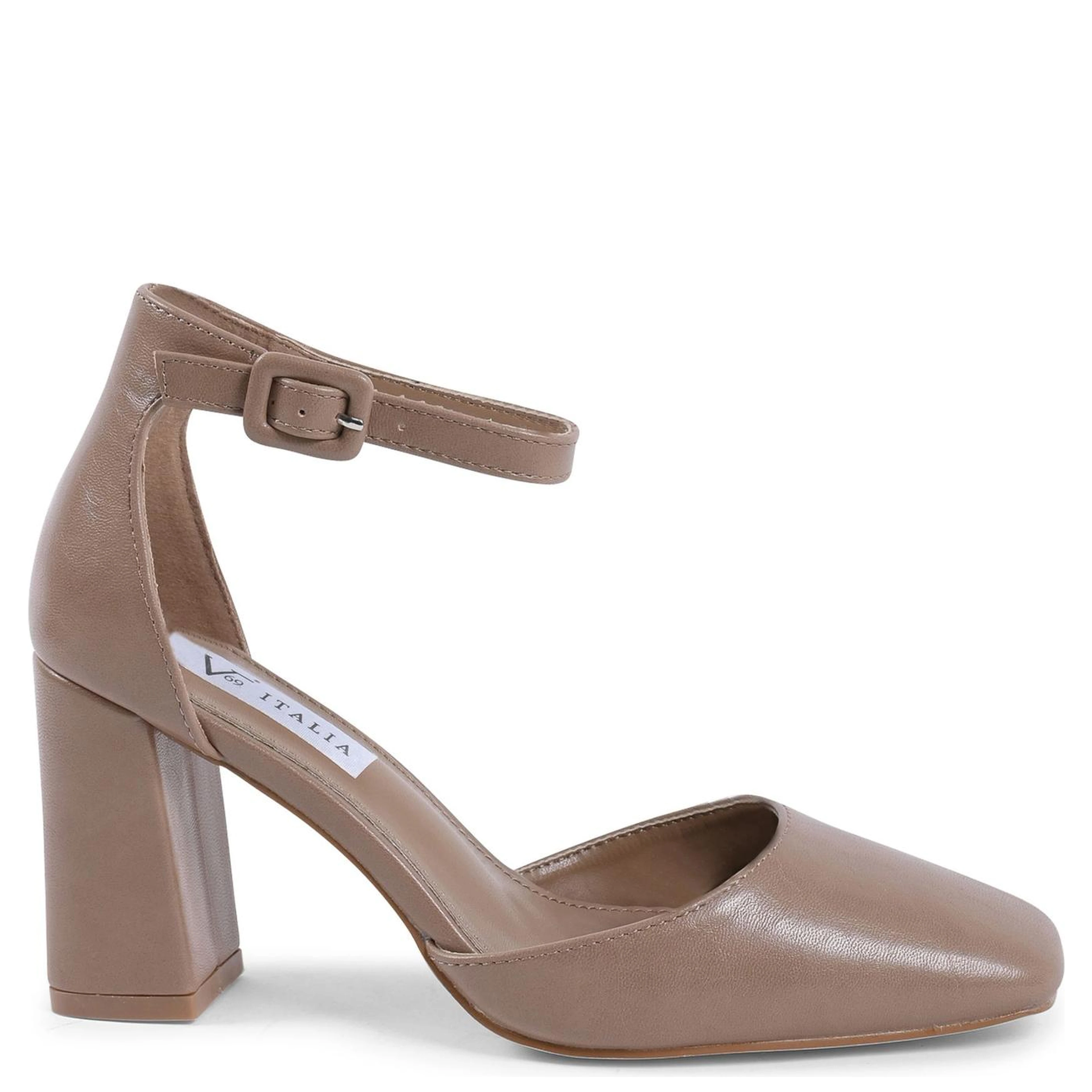 Beige Artificial Leather High Heel Pumps