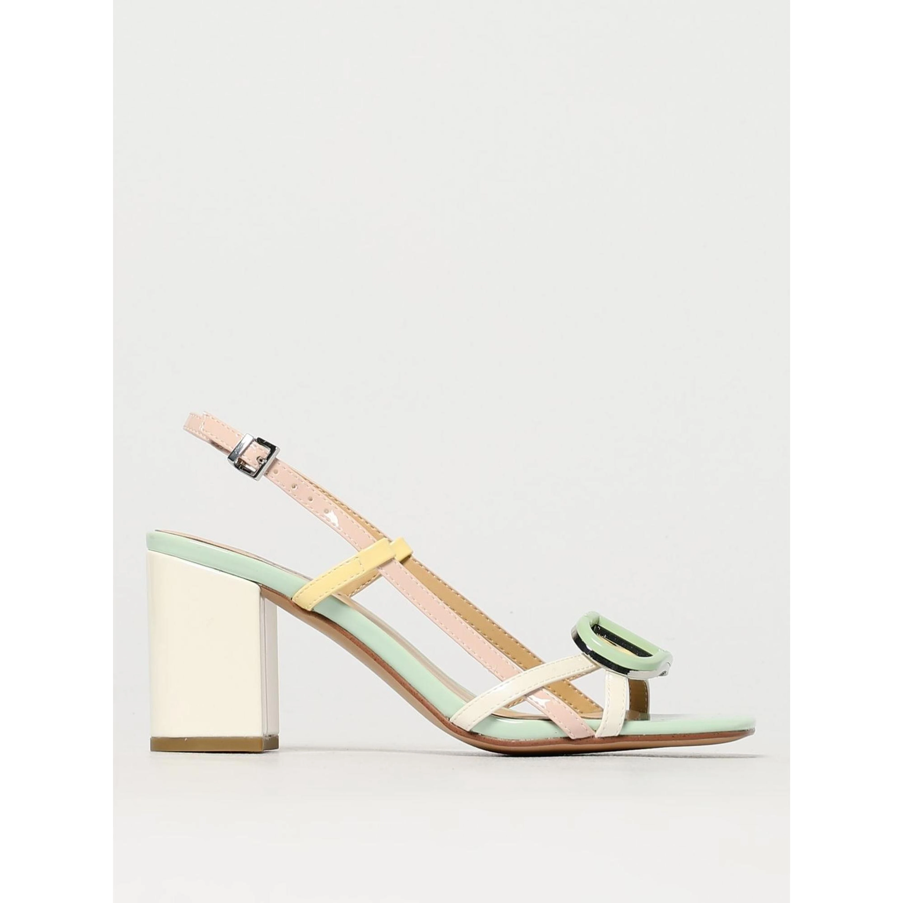 Blue Patent Leather Stiletto Heel Sandals
