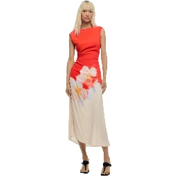 Orange Viscose Long Dress
