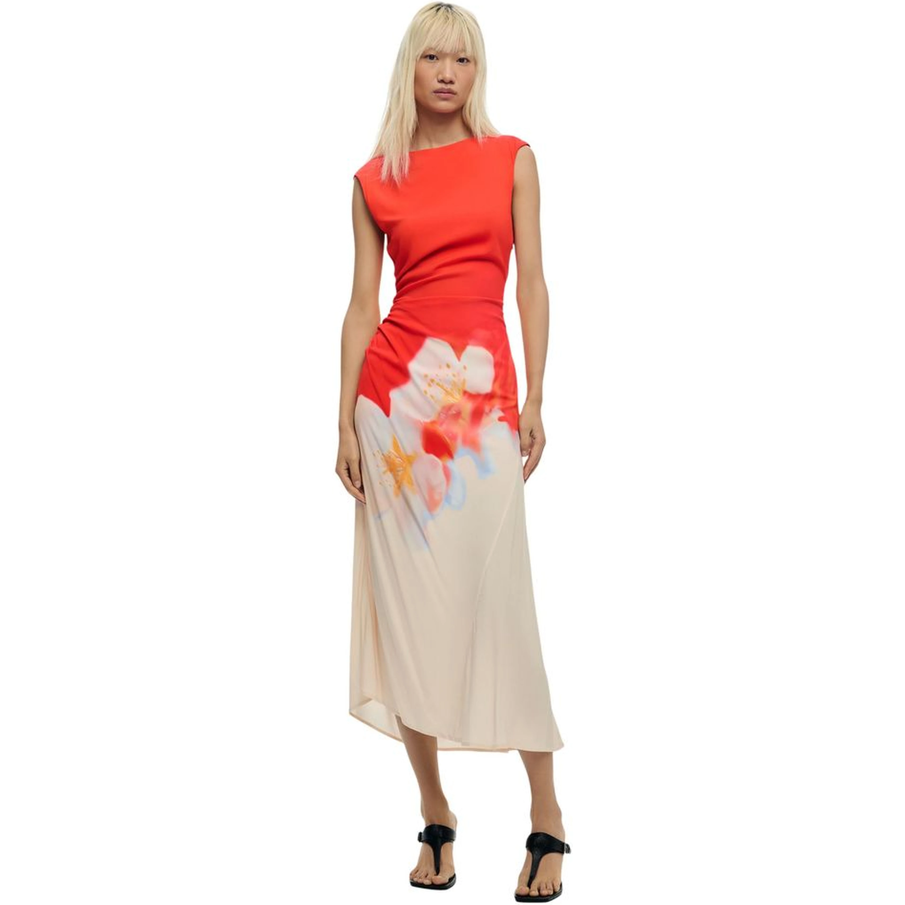 Orange Viscose Long Dress