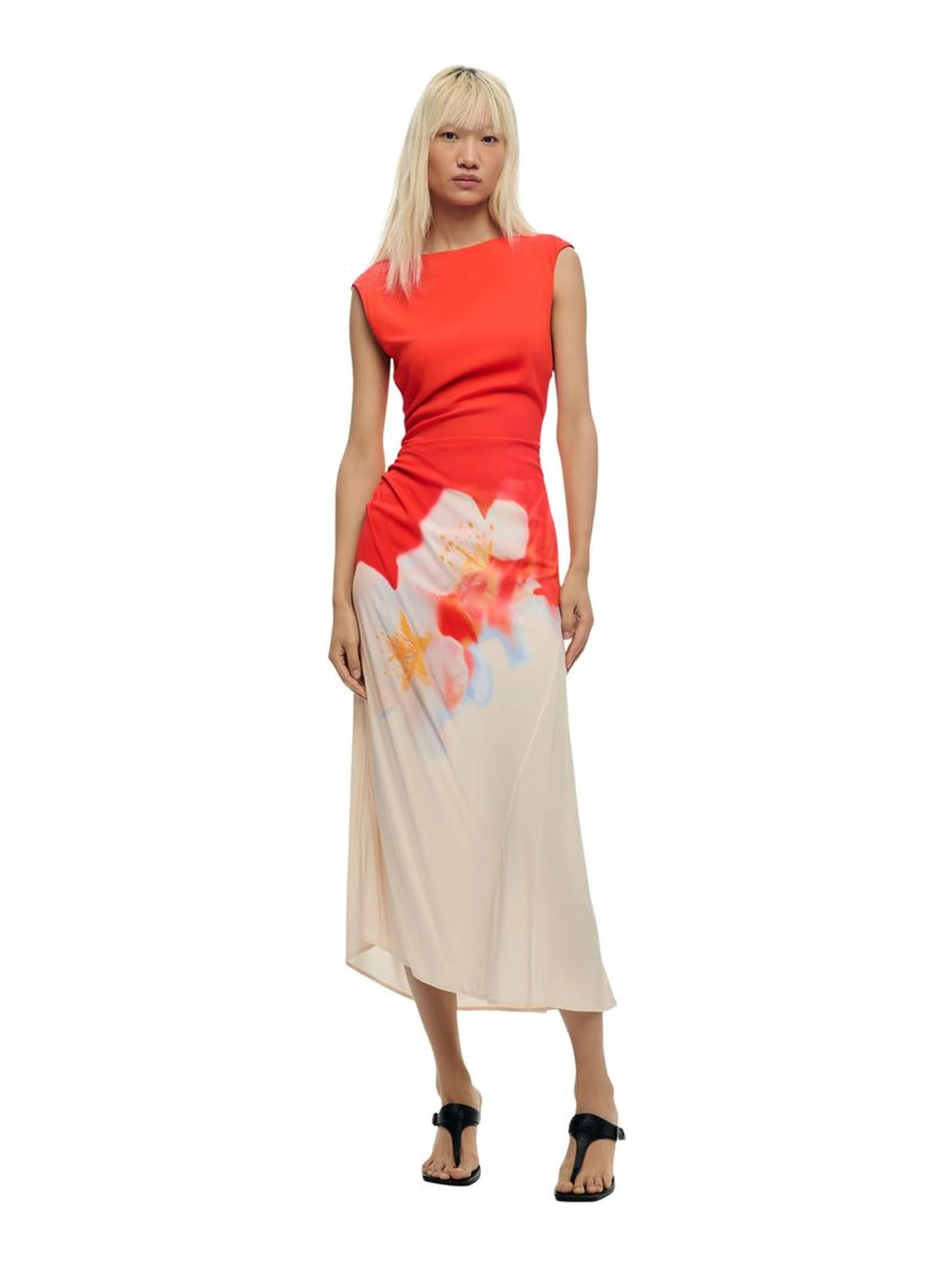 Orange Viscose Long Dress