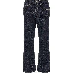 Blue Cotton Flared Jeans
