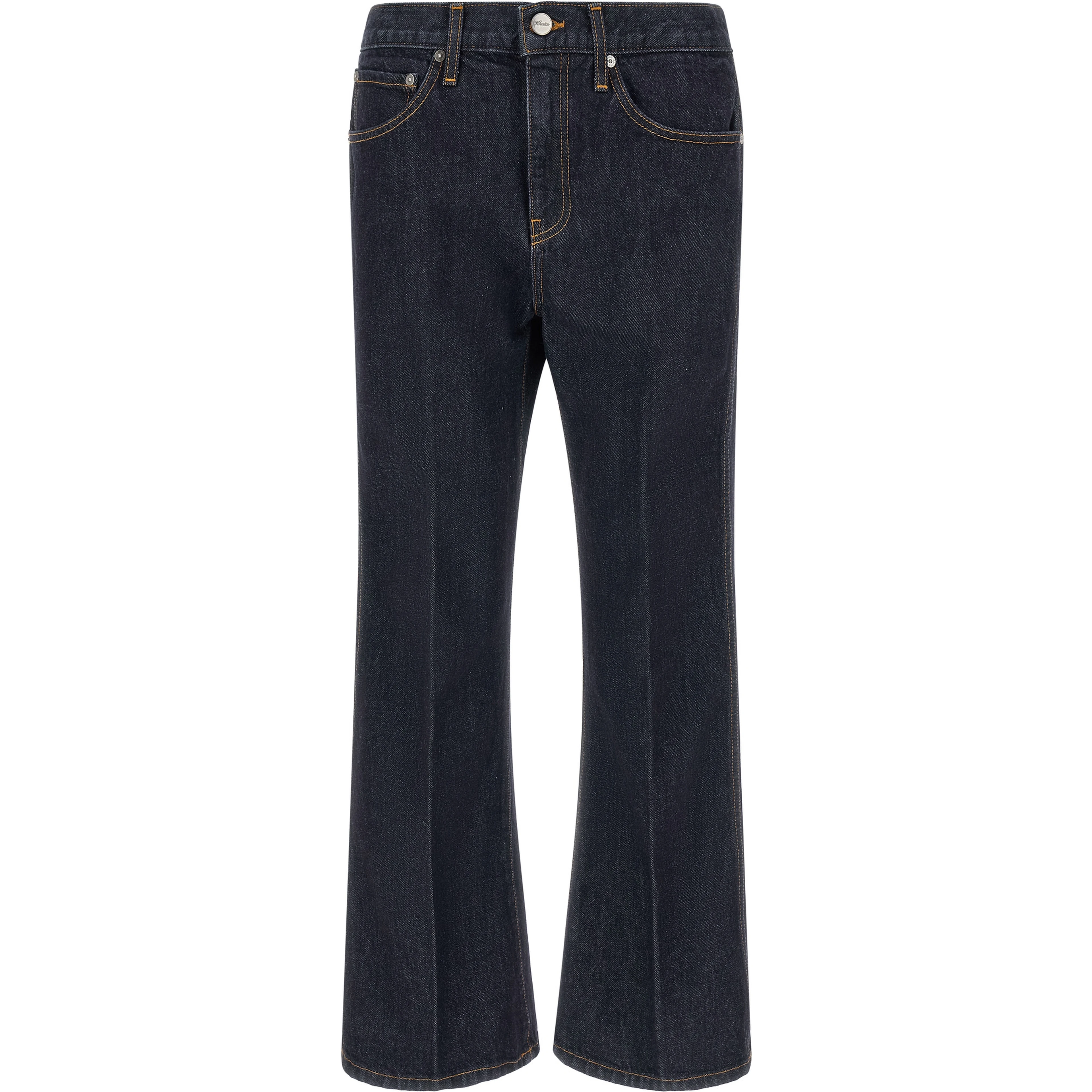 Blue Cotton Flared Jeans
