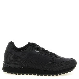 Black Polyester Athletic Sneakers