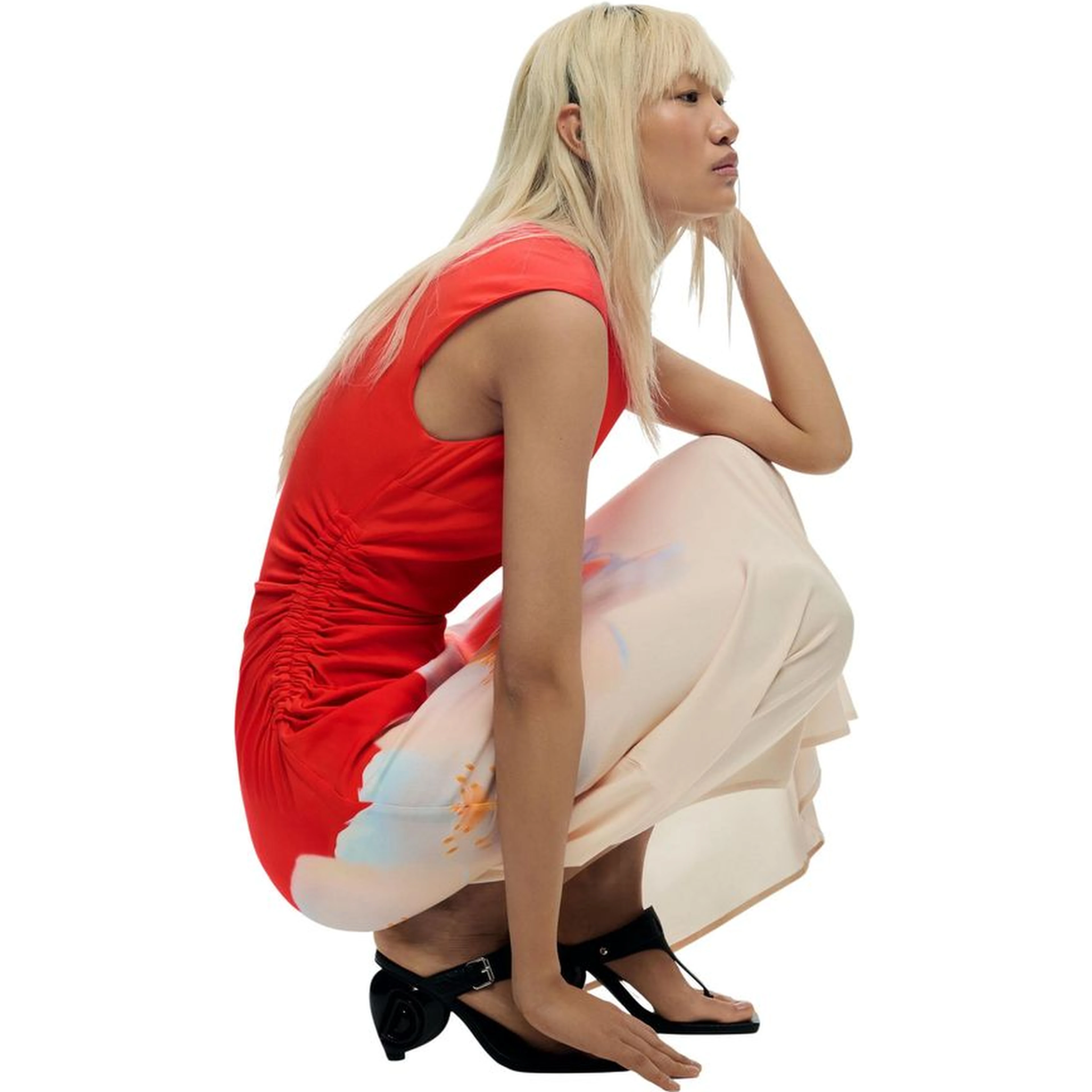 Orange Viscose Long Dress