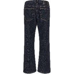 Blue Cotton Flared Jeans