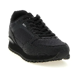 Black Polyester Athletic Sneakers