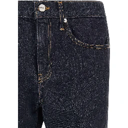 Blue Cotton Flared Jeans