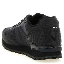 Black Polyester Athletic Sneakers