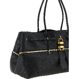 Black Lamb Leather Shoulder Bag