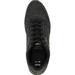 Black Polyester Athletic Sneakers