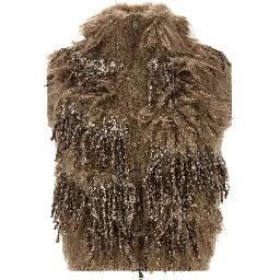 Brown Wool Sleeveless Jacket