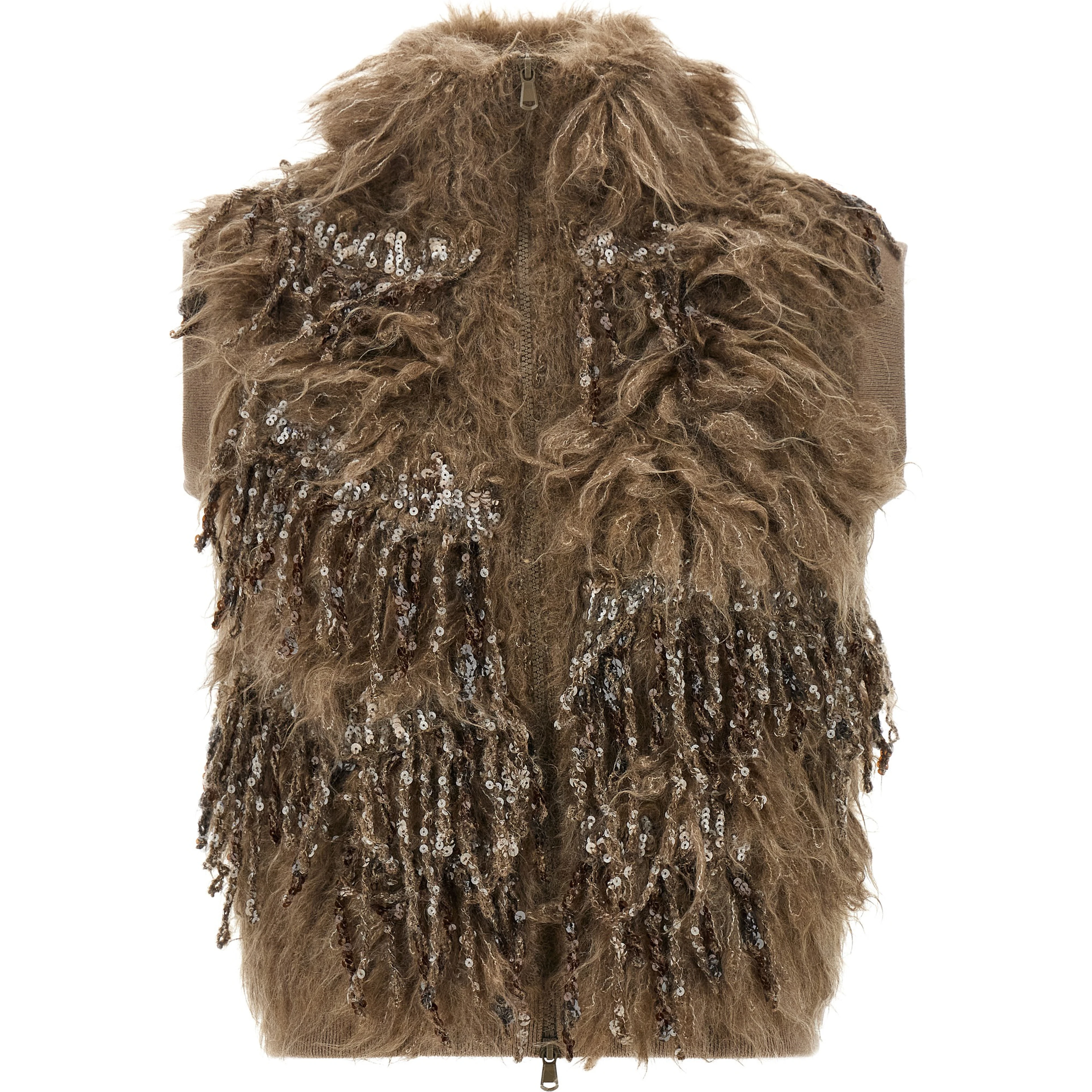 Brown Wool Sleeveless Jacket