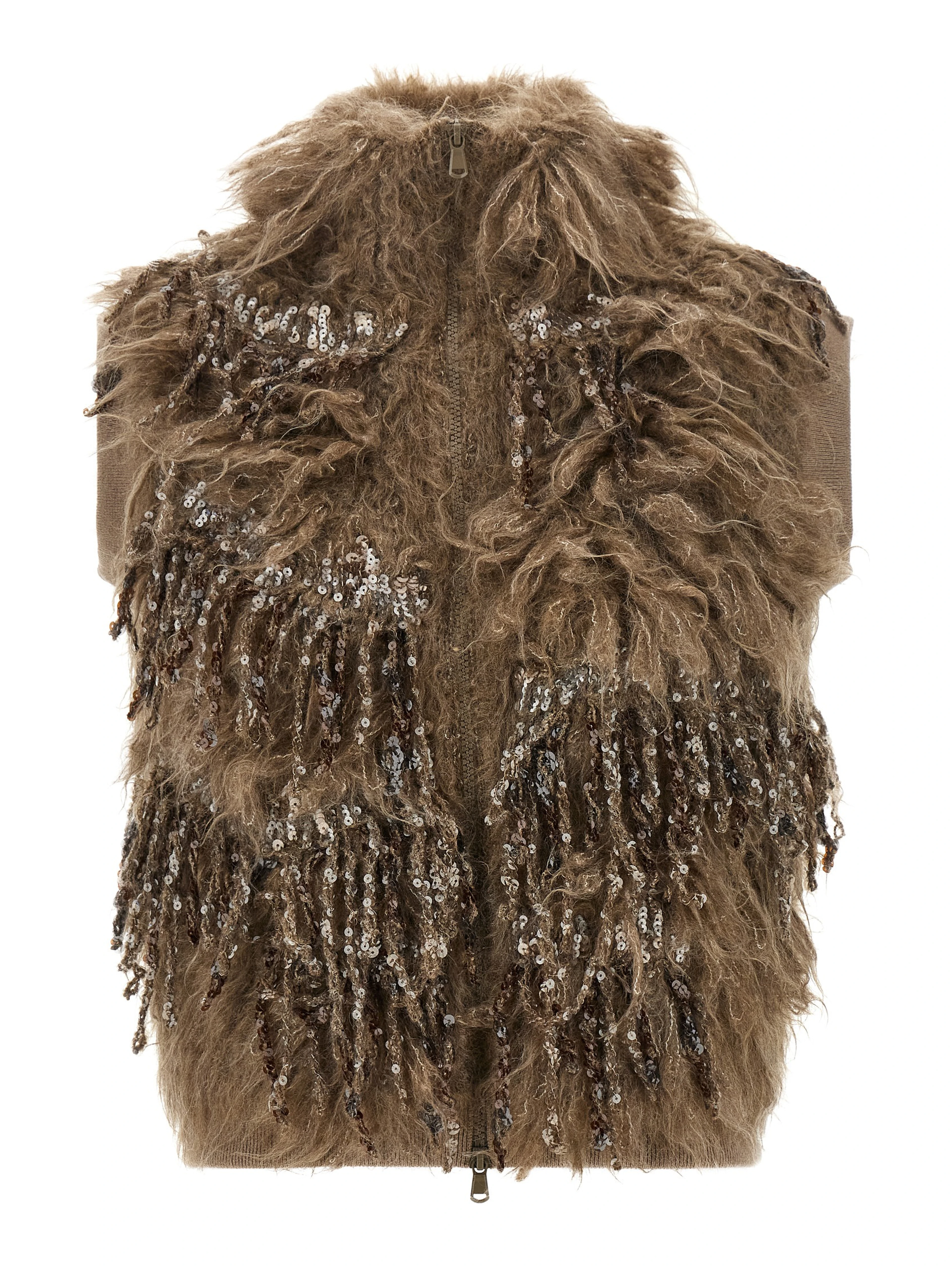 Brown Wool Sleeveless Jacket